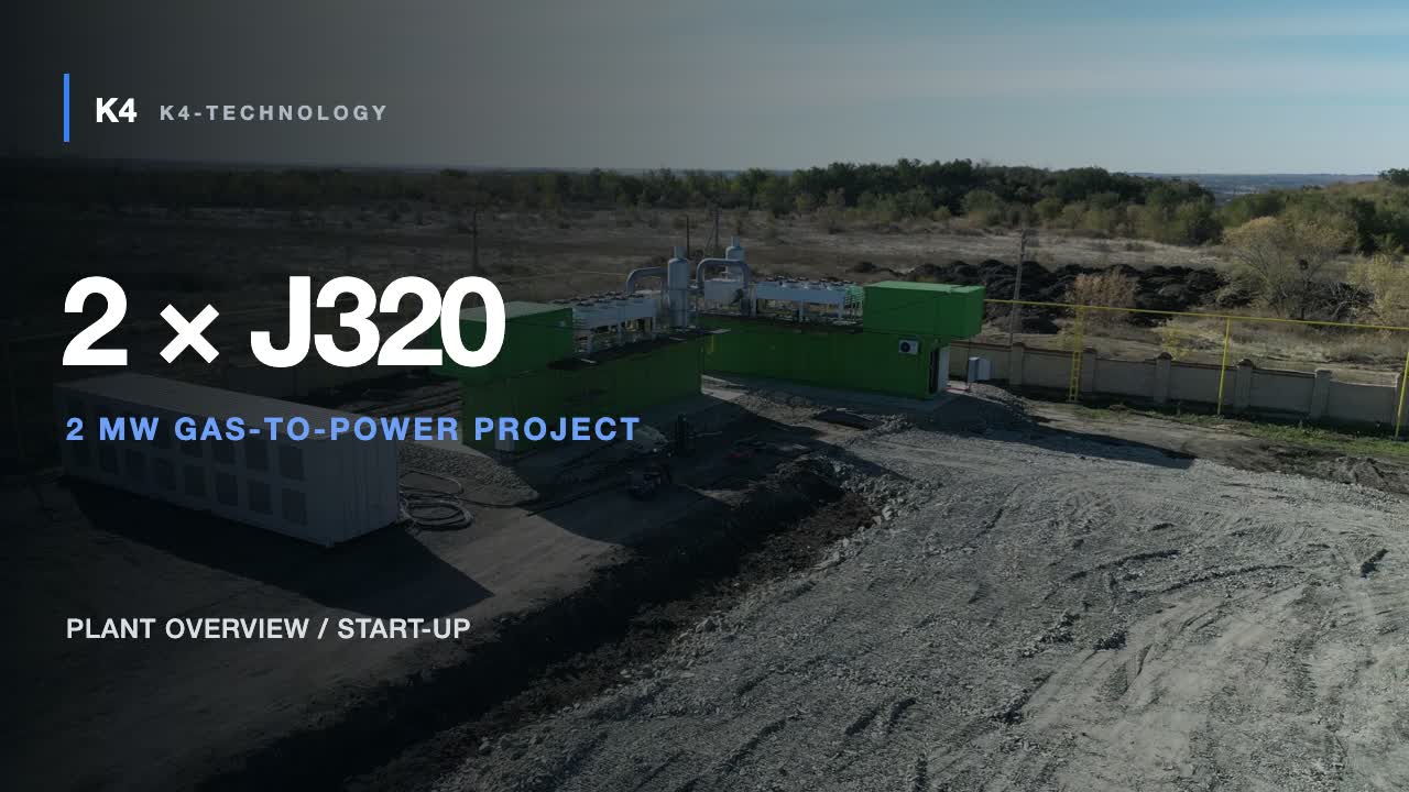 2 × Jenbacher J320 generating sets, 2 × 1,000 kW — K4-Technology project video